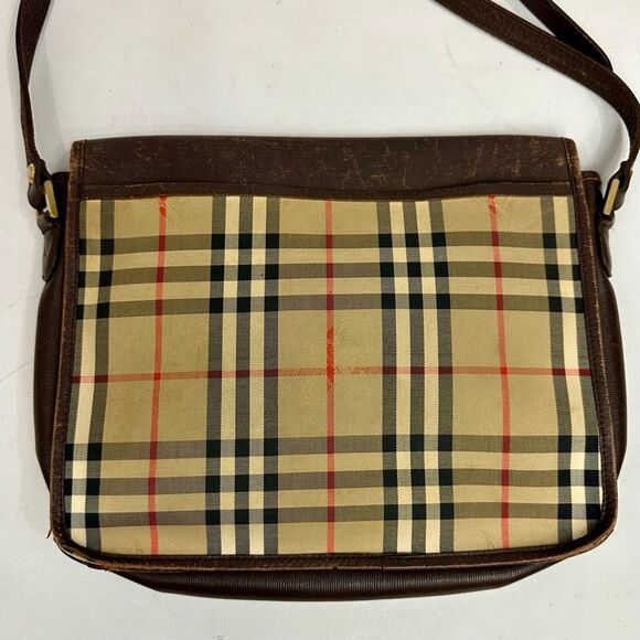 Vintage Burberry Nova Check Canvas and Leather Messenger Bag - Picture 6 of 15